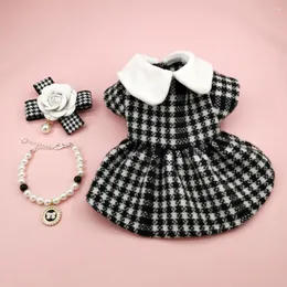 Hundkläder Autumn Winter Dogs Princess Dresses Classic Plaid Dress Pet Outfits kjol för liten Cachorro Chihuahua Yorkshire