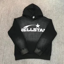 Herren-Kapuzenpullover, Sweatshirts, Hellstar, großer Vintage-Waschungs-Schwarz-Hoodie, High Street 1/1-Buchstabe, bedruckt, Sport-Hoodie für Herren und Damen 230831