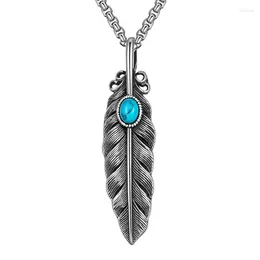 Pendant Necklaces 2023 Product Accessories European And American Vintage Jewelry Feather Leaves Green Pine Color Necklace Party Gift