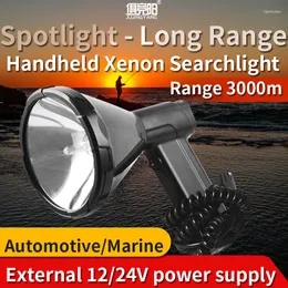 휴대용 랜턴 12V Xenon Searchlight 야외 강한 가벼운 핸드 헬드 사냥 고전력 220w 스포트라이트