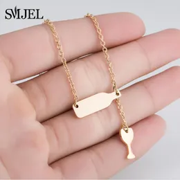 Pendant Necklaces SMJEL Bottle Wine Cup Women Stainless Steel Lariat Y Style Sweater Long Chain Accessories Jewelry