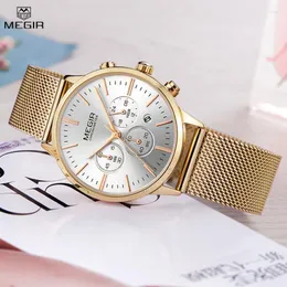 Wristwatches MEGIR Women Watches Luxury Elegant Ladies Watch Stainless Steel Quartz Wristwatch Fashion Woman Dress Clock 2011