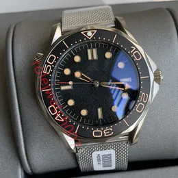 007 Män tittar på 41 mm automatisk mekanisk utomhusmän klockor blå urtavla med rostfritt stål armband roterbar ram transparent armbandsur fall tillbaka Jason007