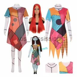 Cosplay perucas a noite antes do Natal Sally Skelington Cosplay peruca cabelo assustador horror halloween carnaval festa fantasia vestido para mulheres x0901