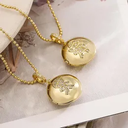 Pendant Necklaces BUY Fashion Gold Color Openable Circle Necklace Boy & Girl CZ Inlay Po Folder Jewelry Gift For Children