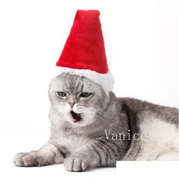 Party Hats Pet Christmas Xmas Cute Pets Neeksuanie czerwone pluszowe koty i psy
