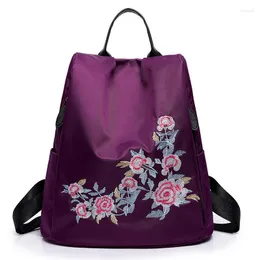 School Bags Ethnic Style Embroidered Nylon Backpack Waterproof Anti-Theft Travel Fashion Shoulder Backpacks