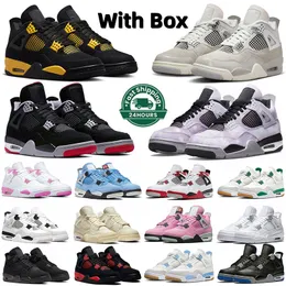 With Jumpman 4 Box 4s Basketball Shoes Men Red Cement Thunder Frozen Moments Military Black Cat Pine Green University Blue Mens Trainers Sports Sneakers Size36-47