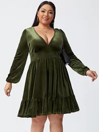 Plus size vestidos com decote em v vestido para mulheres festa de noite lanterna manga plissado uma linha diária vestidos de baile casual escritório trabalho midi outfits