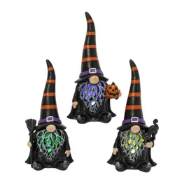 S 3 8 66-c-c-c-c-c-c-c-batowa bateria z wielokolorowym oświetlonym żywicą Halloween Gnome W timer