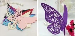 Hollow Butterfly Cup Card Decoration vinglas Laserklippt pappersnamn Placera säten Kort Gabbed Wedding Party Baby Shower Table Decorations ZZ