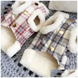 Hundebekleidung Mode Plaid Harness Jacke Winter Warme Haustierkleidung für kleine Hunde Chihuahua Yorkies Mantel Welpen Haustiere Kleidung Manteau Chi Dhyod