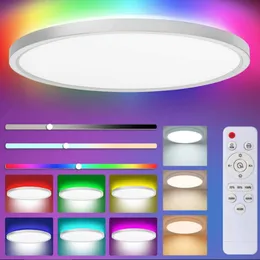 Style RGB Lampa sufitowa Decor Pokój LED LED 24 W 90-240V RGB SUDRLIFIBLE App Control Alexa Google Smart Lamp do domu