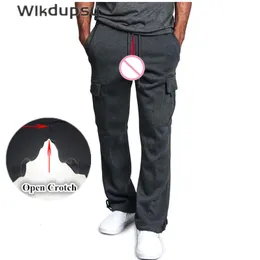 Męskie spodnie Seksowne Niewidzialne podwójne zamki otwarte Pants Krocza Mężczyźni Mężczyźni Cargo Pant Man Man Sportswear Męskie spodnie na świeżym powietrzu 230831