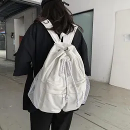 Mochilas escolares Mochila informal de lona para mujer, mochila escolar con cordón Harajuku, mochilas para mujer, bolsa para ordenador portátil de gran capacidad, mochila de viaje