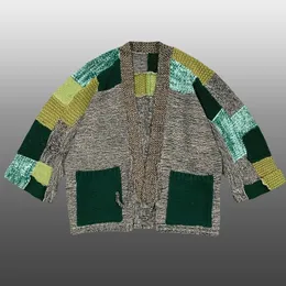 Мужские свитера высокого качества контрастного сшивания сшивания повседневной вязаной кардиганский свитер Японский вязаная куртка Men vneck Clothing 230831