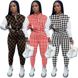 Tute da donna Designer 2023 Nuova moda lunga moda casual Set pannello stampato manica lunga giacca da baseball due pezzi Set 3 colori