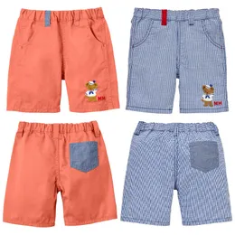 Calças menino calças miki roupas infantis verão dos desenhos animados urso marinho carta bordado xadrez bonito 230831