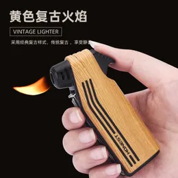 Multifunctional Special Pipe Machine Oblique Fire Retro Open Lighter Inflatable with Smoke Knife Pressure Stick Scraper 4E9U