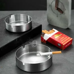 Rund rostfritt stål cigarett aska bärbar bordsskiva silver metall aska för rökare 230901