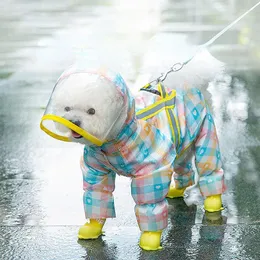 Vestuário para cães primavera verão roupas para animais de estimação gatinho cachorrinho com capuz capa de chuva reflexiva arnês impermeável para cães pequenos e médios