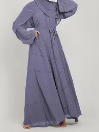 Ethnic Clothing Ręcznie wykonane diamentowe koraliki Ramadan Eid muzułmańska sukienka długa abayas szata fantazyjna maxi francuska stylowa skromność islamska wy1368