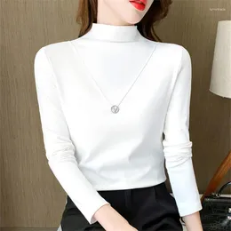 Women's T Shirts Thermal Underwear For Women Fleece Tops Lined Top Sleepwear Winter Thermals Bottoming Cotton Shirt T223
