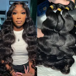 Brazilian Peruvian Malaysian Indian Hair Natural Black Body Wave Wavy Hair Extensions 3 Bundles 100% Raw Virgin Remy Human Hair Weaves