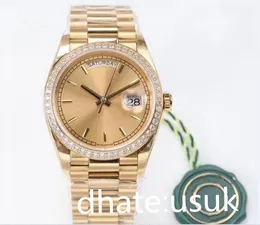 Relógio automático Cal.3255 unissex masculino feminino 36 mm presidencial ouro amarelo ouro rosa champanhe diamante mostrador moldura de diamante 128348 128345 EW Factory Watches