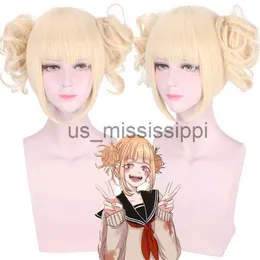 Cosplay-Perücken Morematch My Boku no Hero Academia Akademia Himiko Toga Kurze hellblonde Pferdeschwänze Hitzebeständige Cosplay-Kostüm-WigCap x0901