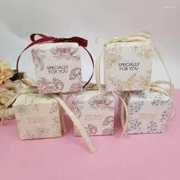 Present Wrap 25/50st Flower Wedding Paper Candy Box Speciellt för dig och lådor med band födelsedags jul