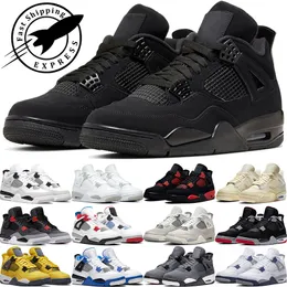 4S Back Cat Basketball Shoes Mens 4 Military Black University Blue Infrared White Cement Bred Fire Red Thunder Cool Gray Black Cat Men Trainer Sports Sneakers