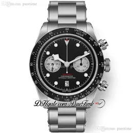 79360 A21J Automatyczne męskie zegarek 42 mm Black Dila Srebrny Subdial Stal Stal Bransoletka Sposts Watche Brak chorograph All Smalldia2619