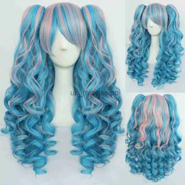 Cosplay Wigs Gres Cosplay Wigs with Two Ponytails Peruca Lolita Anime Synthetic Wig for Women High Temperature Fiber x0901