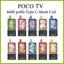 Penna usa e getta POCO TV 6600 sbuffi bobina di sigaretta elettronica con batteria ricaricabile tipo C vape pod da 16 ml