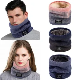 Halsdukar vinterkvinnor män stickad gradient huvud halsduk halsduk skidmask unisex plysch förtjockas varm halsduk kvinnlig vindtät ull halsduk 230831