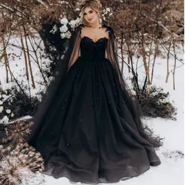 Schwarze Gothic-Ballkleid-Hochzeitskleider für Schwangere mit langen Wickeln, Vintage-Spitzeapplikationen, Plus-Size-Vestidos de Novia, Brautempfangskleider 328 328