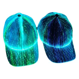 Czapka z czapkami z czapką światłowodową z 7 kolorami Luminous świecący EDC Baseball Hats USB ładowanie Evel Party LED Christmas 230831