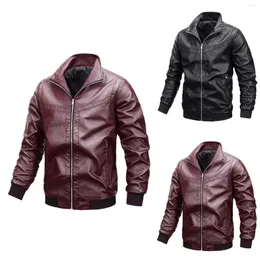 Herrjackor Autumn och Winter Stand Collar Leather Jacket Zip Light Down Mens Hooded Weight Dress Coats ull