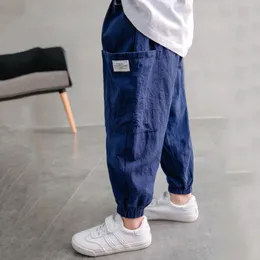 Byxor Casual Pants Baby Boys Lose Harem Toddler Cargo Cotton and Linen Child Sweatpants Pantalones Informales Teenage Kids 230831