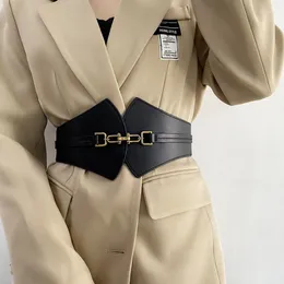 أحزمة Retro Women Wide Belt Solid Color Pu Leather Bealistband for Lady Coat Dress Corset Bustier Swast