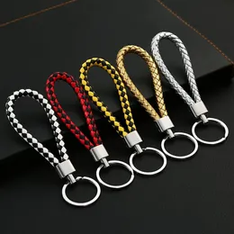 Llaveros Lanyards Colorido PU Cuero Trenzado Cuerda Tejida Anillos Dobles Fit DIY Bolsa Colgante Llavero Coche Llaveros Hombres Mujeres Pequeño Regalo 230831