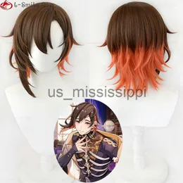 Pelucas de cosplay Juego Nu Carnival Yakumo Cosplay Peluca Corta Marrón Naranja Rojo Pelo sintético resistente al calor Pelucas de fiesta de Halloween Peluca Cap x0901