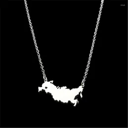 Pendant Necklaces Stainless Steel Russian Federation Necklace Russia Map For Women Geometric Heart Custom Jewelery Gift