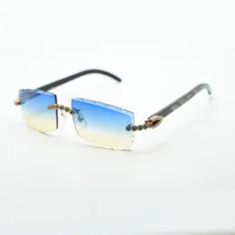 Баффы прохладные солнцезащитные очки 3524031 с синими букетами бриллианты и черными текстурированными ногами буйвола 57 мм