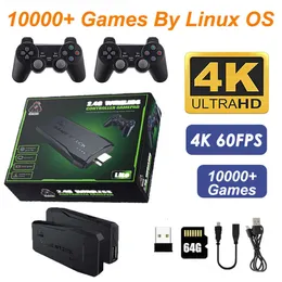 Spelkontroller Joysticks M8 Game Stick 4K Linux OS TV-videospel Konsol Inbyggt 10000+ spel 2.4G Dual Wireless handtag 64 GB 3D-spel för SFC HKD230831