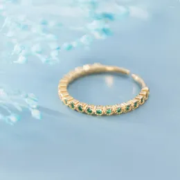 Clusterringe MloveACC 925 Sterling Silber Fashion Ring Gold Geometrische grüne kubische Zirkonia offen für Frauen Mädchen Cocktail