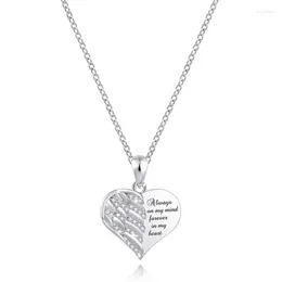 Pendant Necklaces Pet Remembrance Necklace Heart Feather Charm Print Round Memorial Urn Jewelry For Cremation Ashes