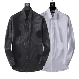Luxurys Designers Mens Dress Shirts Bussiness Wine Rectenti Cocktail Diess Shirt Printed Men v Neck Long Sleeved M-4XL＃115243L