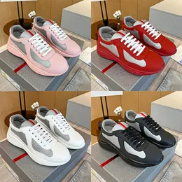 Luxury Brand Americas Cup Soft Rubber Fabric Sneaker Designer Mens Casual Shoes Patent Leather Black Pink Red Trainers low top Mesh America Men Sneakers Big Size 12